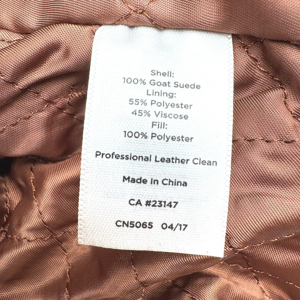 TALBOTS Women's 12 Brown Goat Suede Leather Asymmetrical Zip Pockets Moto Jacket - Picture 5 of 9